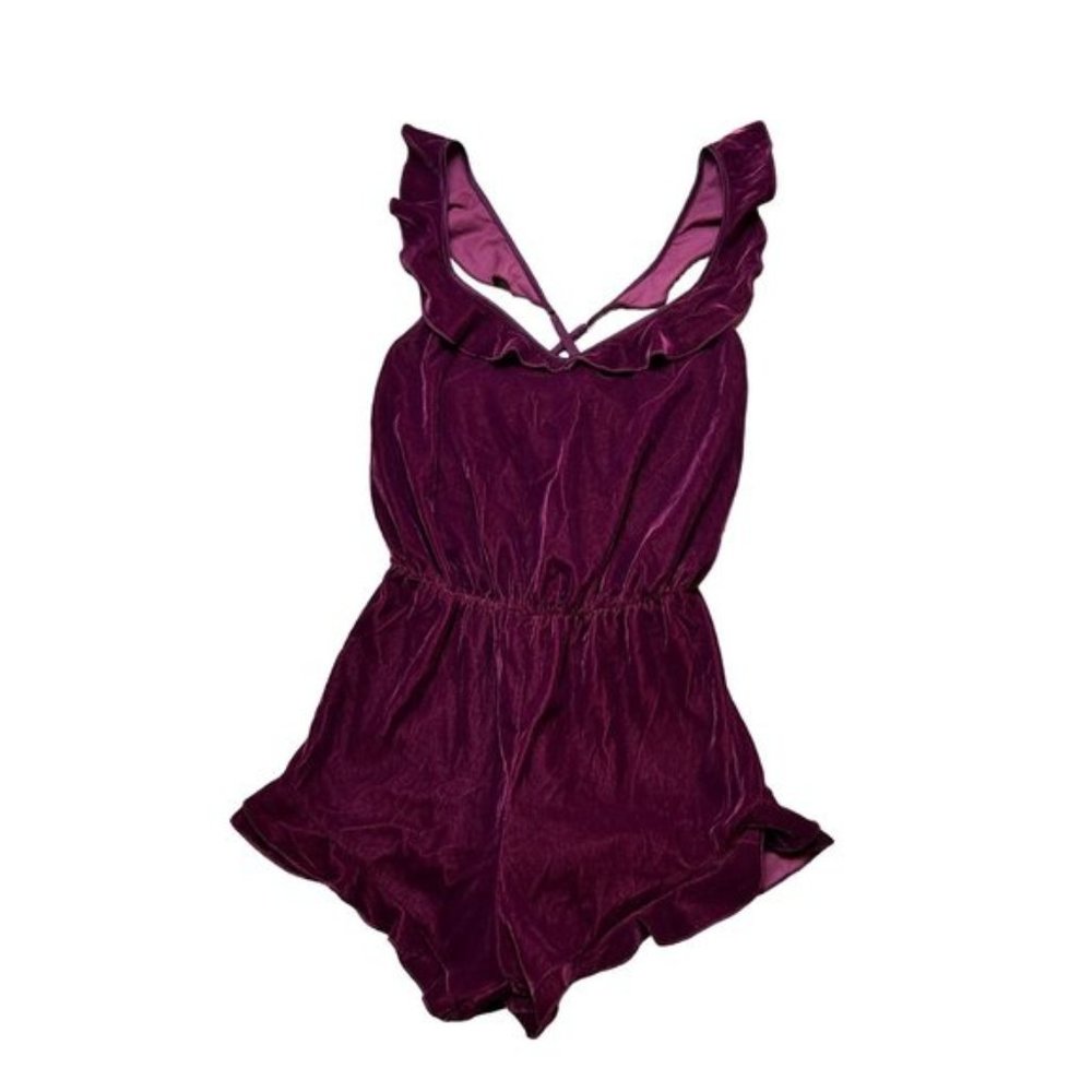 Victorias Secret Womens Purple Velvet Romper Intimates Lingerie Sz XS Valentines